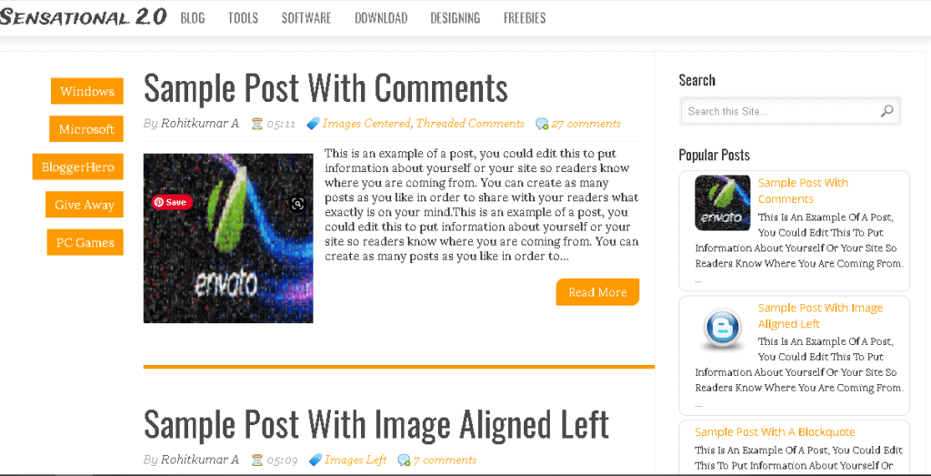 Top 5 best Premium Looking SEO Friendly Blogger Templates Sensational V2.O Blogger templates