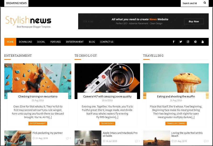 7 Best Ads Ready Blogger Templates for free Best Free SEO friendly Blogger Templates